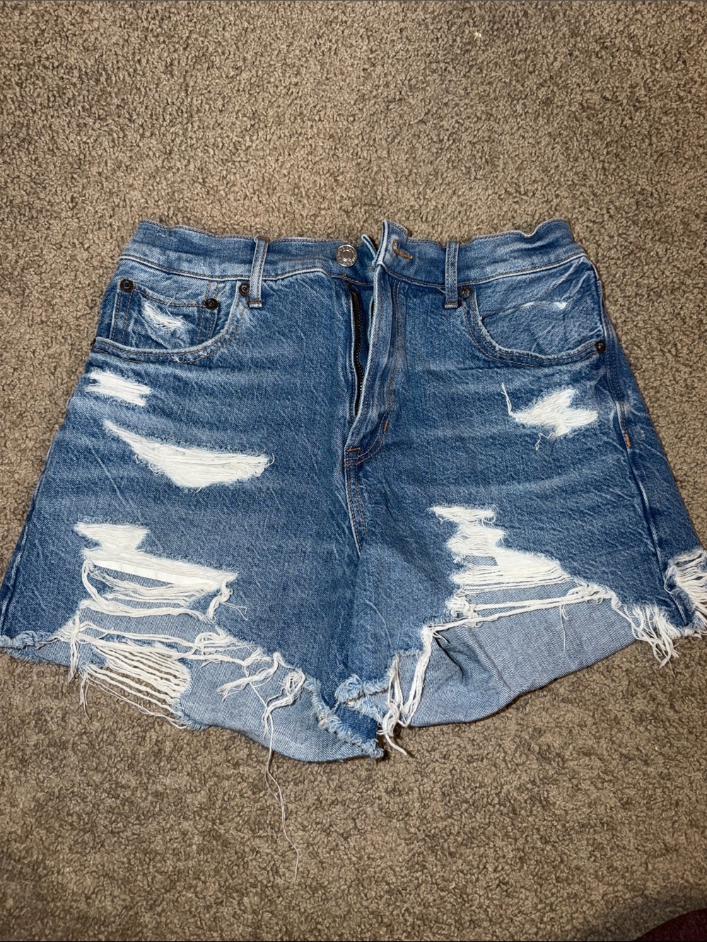 High rise 90s boyfriend Distressed Blue Denim Women's Shorts American Eagle 4